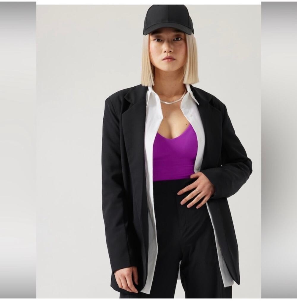 Athleta Jacket Womens 8 Black Endless Primatwill Blazer Professional Cinch Work